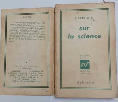 SUR LA SCIENCE (ESPOIR) (9782070266456) by Simone Weil