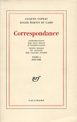 Beispielbild fr Correspondance Copeau - Martin du Gard, tomes 1 et 2 zum Verkauf von LIVREAUTRESORSAS