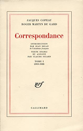 Stock image for Correspondance Copeau - Martin du Gard, tomes 1 et 2 for sale by LIVREAUTRESORSAS