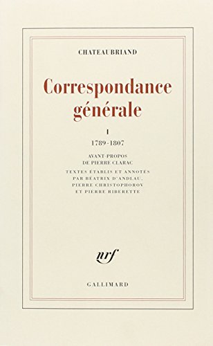 Stock image for Correspondance generale ; Tome 1 : 1789 - 1807 for sale by Librairie Laumiere