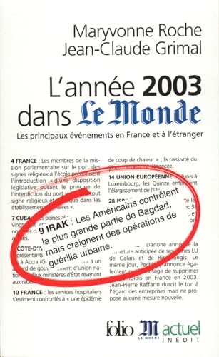 Imagen de archivo de L'anne 2003 dans "Le Monde" a la venta por A TOUT LIVRE