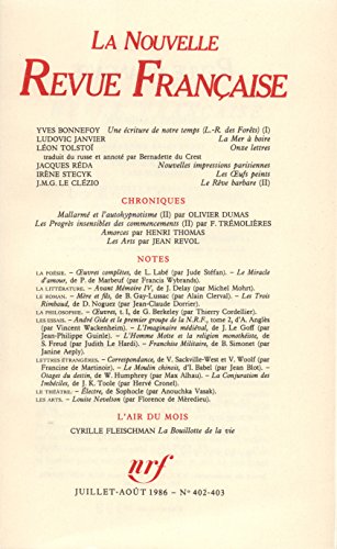la nouvelle revue francaise N.403 ; Juillet / Août 1986