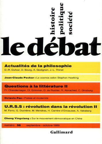 Imagen de archivo de Le dbat n56, septembre-octobre 1989 a la venta por LibrairieLaLettre2