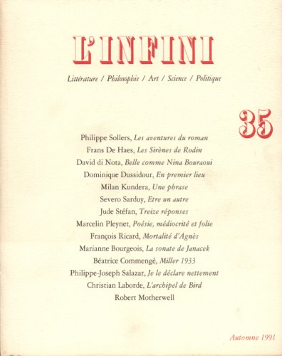 L'infini n35 (9782070724123) by Philippe Sollers; Frans De Haes; Et Autres