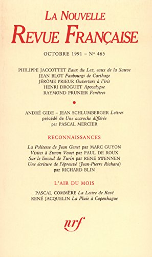 LA NOUVELLE REVUE FRANCAISE N°465 OCTOBRE 1991