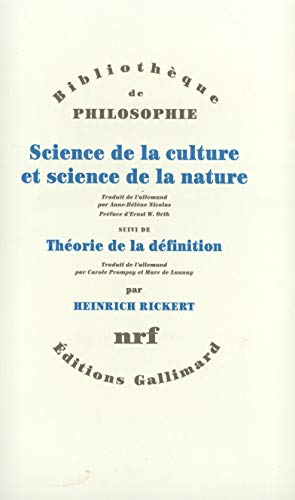 9782070737338: Science de la culture et science de la nature / Thorie de la dfinition