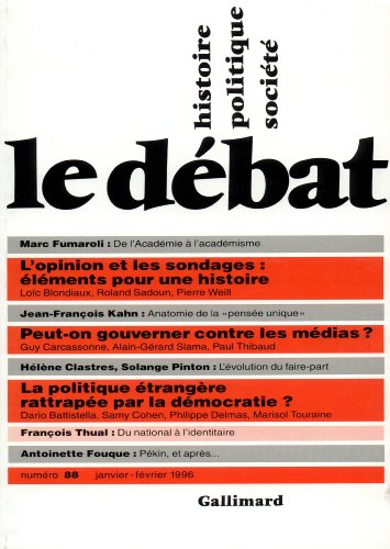 Beispielbild fr Le d bat 88 : janvier-f vrier 1996 zum Verkauf von LIVREAUTRESORSAS