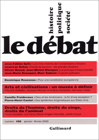 Beispielbild fr Le dbat n108, janvier-fvrier 2000 zum Verkauf von LibrairieLaLettre2