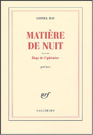 Stock image for Matire de nuit/Eloge de l'phmre for sale by Ammareal