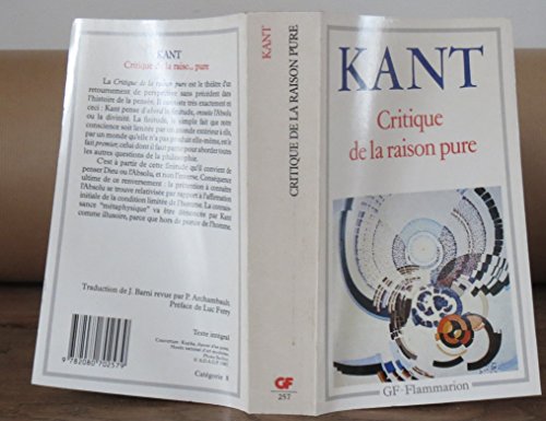 Imagen de archivo de Critique de la raison pure a la venta por A TOUT LIVRE