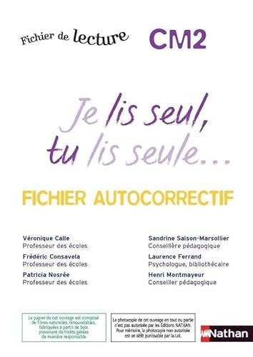 9782091225838: Je lis seul, tu lis seule - Autocorrectif - CM2