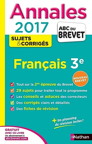 Imagen de archivo de Annales ABC du BREVET 2017 Franais 3e a la venta por Ammareal