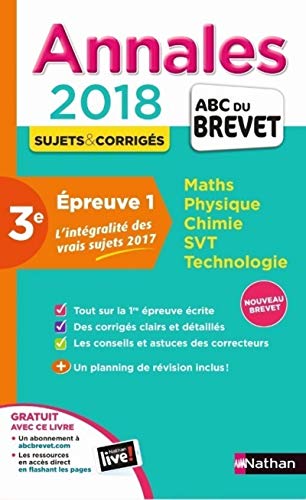 9782091502335: Annales Epreuve 1, Maths Phyqsique Chimie SVT Technologie 3e: Sujets & corrigs