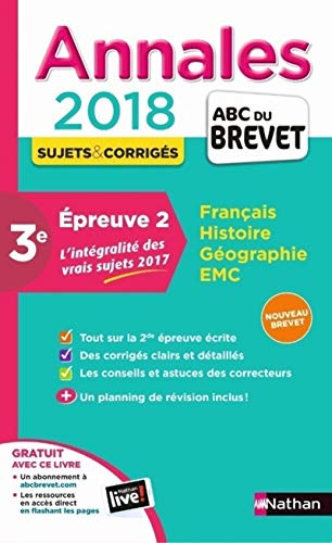 Beispielbild fr Annales ABC du BREVET 2018 - Epreuve 2 zum Verkauf von Ammareal