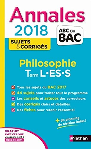 Beispielbild fr Annales ABC du Bac Philosophie Term L ES S 2018 zum Verkauf von Ammareal