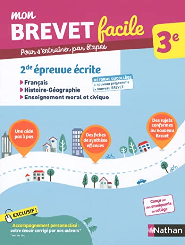Stock image for Mon Brevet facile - 2de preuve crite - Histoire - Gographie - EMC - Franais - 3e for sale by Ammareal