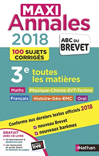 Stock image for Maxi Annales Brevet 2018 - Toutes les matires for sale by Ammareal