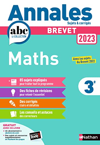 Stock image for Annales Brevet 2023 Maths - Corrig s: Sujets & corrig s for sale by WorldofBooks