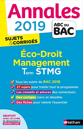 9782091573595: Annales ABC du BAC 2019 - Eco-Droit - Management Term STMG
