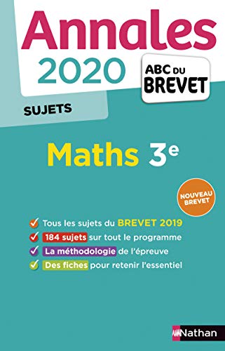 9782091574516: Annales Brevet 2020 Maths 3e - Sujets