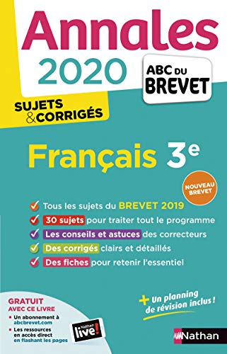 9782091574530: Annales Brevet 2020 Franais 3e Sujets & corrigs