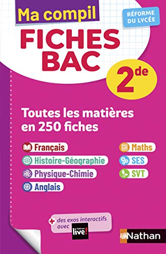 Imagen de archivo de Toutes les matires Seconde - Ma Compil fiches BAC - Programme 2022-2023 - Tout-en-un 2de - Franais, Histoire-Gographie, Physique-Chimie, Anglais, Maths, SVT, SES (Sciences conomiques et sociales) a la venta por LeLivreVert