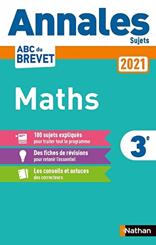 Imagen de archivo de Annales ABC du Brevet 2021 - Maths 3e - Sujets non corrigs + fiches de rvisions a la venta por Librairie Th  la page