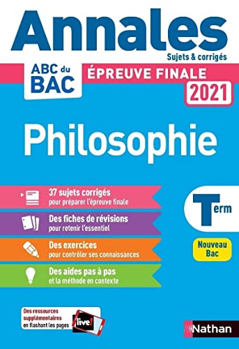 Beispielbild fr Annales ABC du Bac 2021 - Philosophie Tle - Sujets et corrigs - Enseignement commun Terminale - Contrle continu Nouveau Bac zum Verkauf von Ammareal