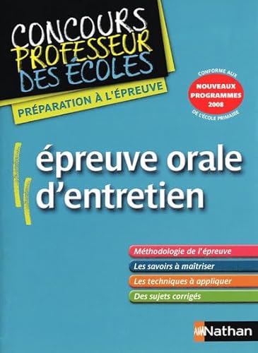 Beispielbild fr Epreuve Orale d'Entretien - CRPE zum Verkauf von Ammareal