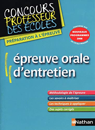 Stock image for Epreuve Orale d'Entretien - CRPE for sale by Ammareal