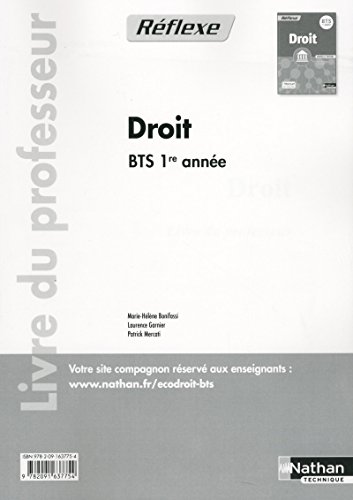 Stock image for Droit BTS 1re anne Pochette Rflexe BTS Livre du professeur for sale by Buchpark