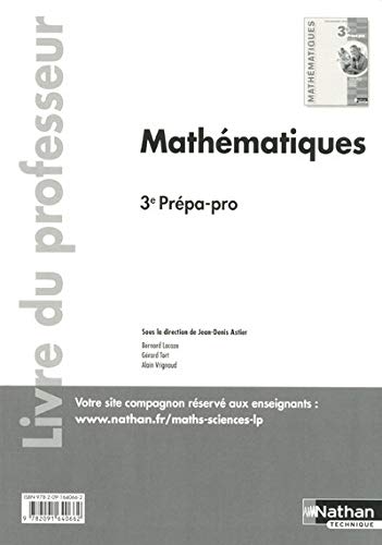 Stock image for Mathmatiques 3me prpa-pro - professeur - 2016 [Broch] for sale by BIBLIO-NET