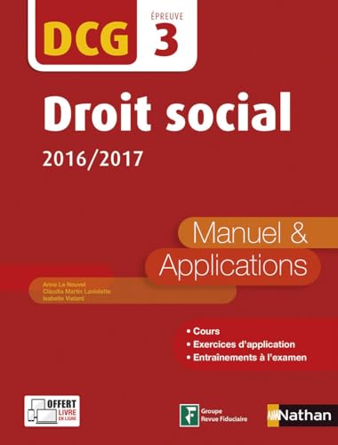 Stock image for Droit Social, Dcg preuve 3 : Manuel & Applications : 2016-2017 for sale by RECYCLIVRE