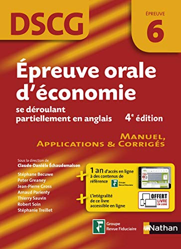 9782091640921: preuve orale d'conomie se droulant partiellement en anglais - DSCG 6 - Manuel, applications et corrigs