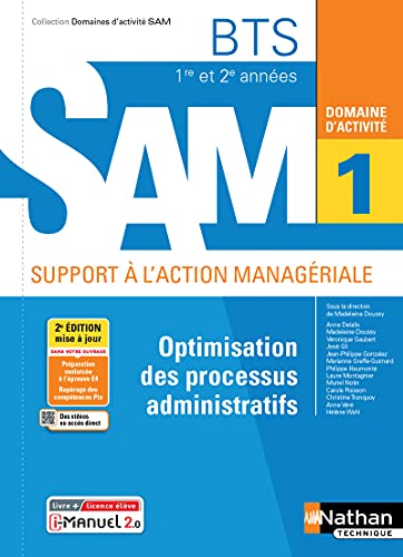 9782091672922: Optimisation des processus administratifs Domaine d'activit 1 BTS 1re et 2e annes SAM