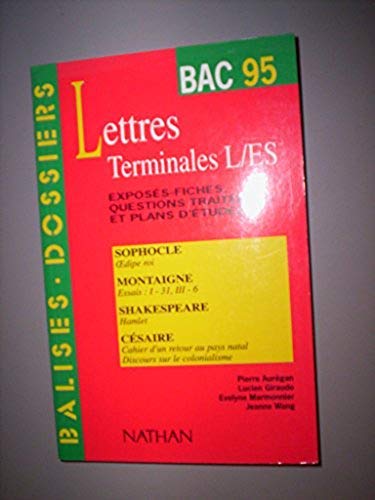Stock image for LETTRES TERMINALES L ES BAC 95 for sale by Librairie Th  la page