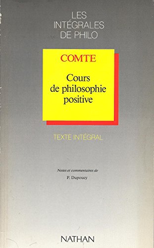 Beispielbild fr Cours de philosophie positive (Intgrales de Philosophie) zum Verkauf von medimops