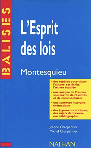 Imagen de archivo de De L'esprit Des Lois, Montesquieu a la venta por RECYCLIVRE