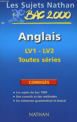Beispielbild fr Anglais LV1-LV2 toutes sries : [tous les sujets du bac 1997], non corrigs zum Verkauf von Ammareal