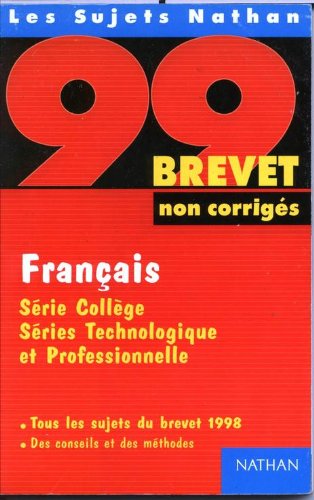 Imagen de archivo de Brevet 98/99/ franais non corriges a la venta por Librairie Th  la page
