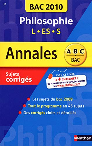 Stock image for Philosophie Tles L, ES, S : Sujets corrigs for sale by Librairie Th  la page