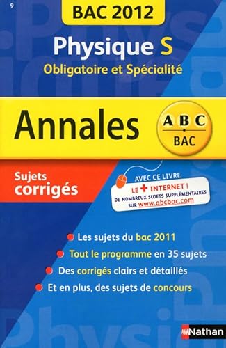 Beispielbild fr ANNALES BAC 2012 PHYSIQUE S OB FAYE, MICHEL; MOREAU, STEPHANIE et COMTE, RACHEL zum Verkauf von BIBLIO-NET