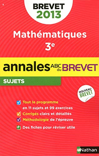 Beispielbild fr ANNALES BREVET 2013 MATHS NON zum Verkauf von Ammareal