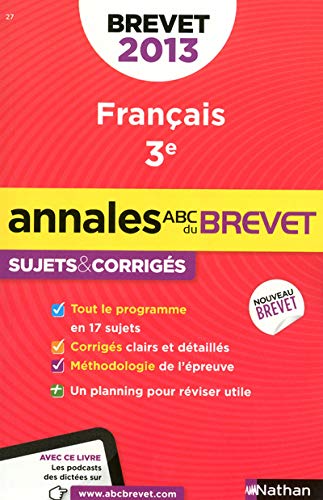 Beispielbild fr ANNALES BREVET 2013 FRANCAIS C zum Verkauf von Ammareal