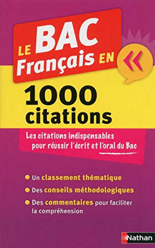 Beispielbild fr Le Bac Franais En 1.000 Citations zum Verkauf von RECYCLIVRE
