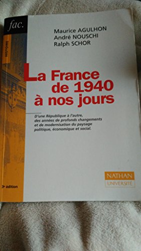 Beispielbild fr La France de 1940  nos jours zum Verkauf von medimops