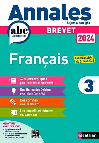 Imagen de archivo de Annales ABC du Brevet 2024 - Franais 3e - Sujets et corrigs + fiches de rvisions [Broch] Bouhours, Thomas a la venta por BIBLIO-NET