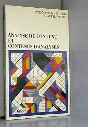 Beispielbild fr Analyse de contenu et contenus d'analyses zum Verkauf von Ammareal