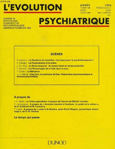 9782100020768: L'evolution psychiatrique, tome 59, fasc. 2, avril-juin 1994