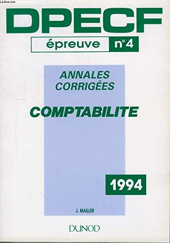 Beispielbild fr Dpecf 4/94 comptabilite zum Verkauf von medimops